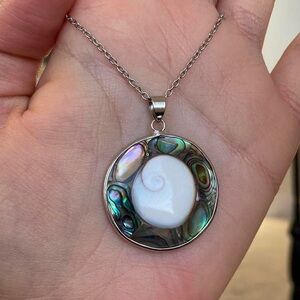 Spiral Abalone Shell Pendant Necklace